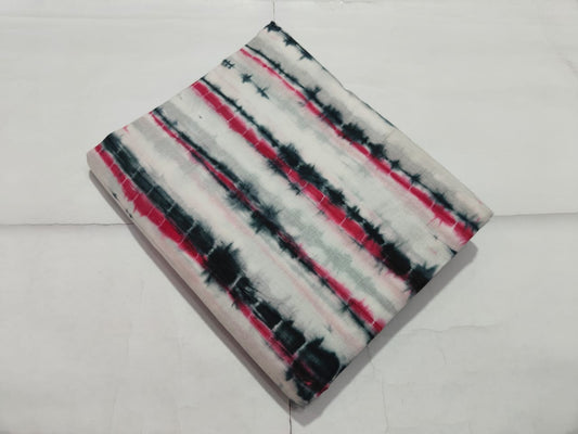 Multicolor Tie Dye Striped Cotton Fabric | Maharani Vastra