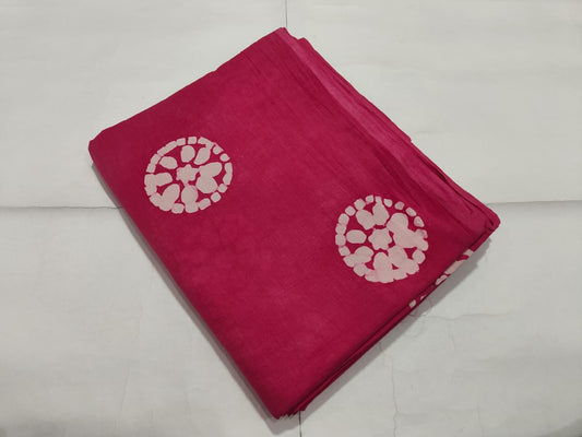 Pink Batik Circle Printed Cotton Fabric | Maharani Vastra