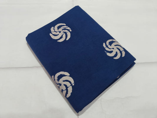 Navy Blue Spiral Printed Cotton Fabric | Maharani Vastra