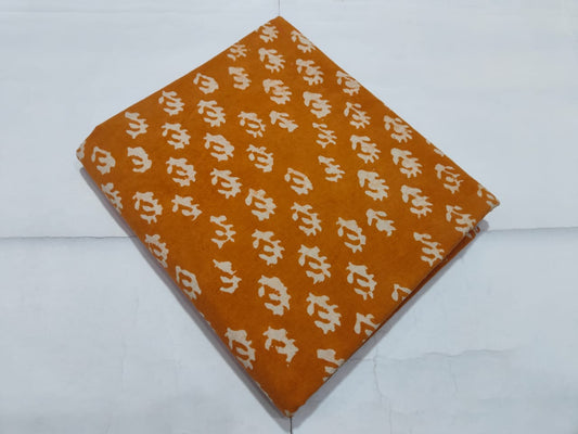 Mustard Dot Printed Cotton Fabric Minimal Design | Maharani Vastra
