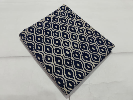Blue Diamond Geometric Printed Cotton Fabric | Maharani Vastra