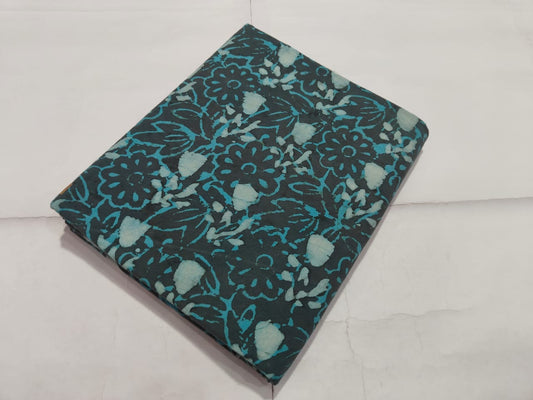 Teal Floral Batik Printed Cotton Fabric Unique Design | Maharani Vastra