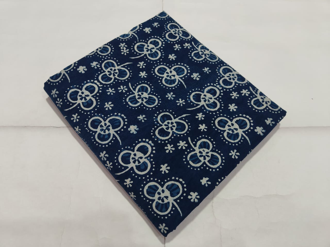 Blue Floral Batik Printed Cotton Fabric Stylish Design | Maharani Vastra