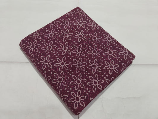 Maroon Floral Pattern Printed Cotton Fabric | Maharani Vastra