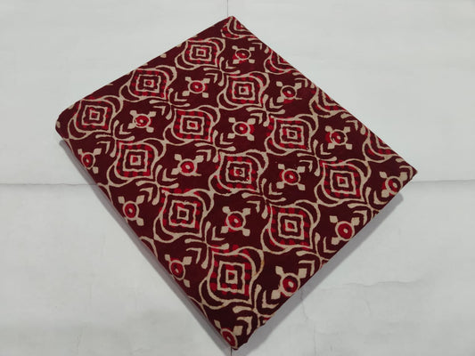 Maroon Traditional Printed Cotton Fabric Ethnic Design | Maharani Vastra