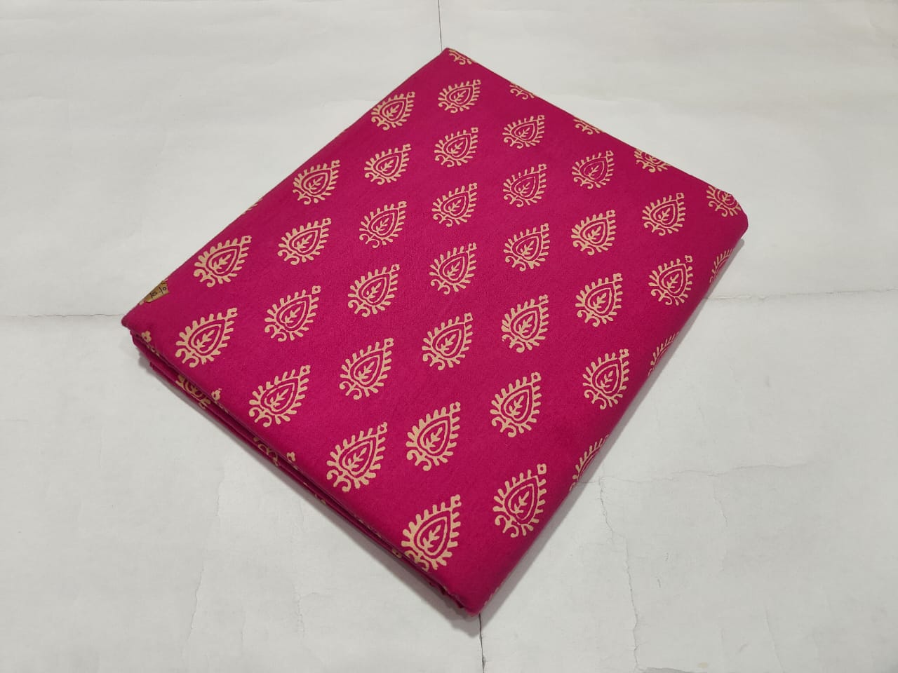 Pink Paisley Motif Printed Cotton Fabric | Maharani Vastra