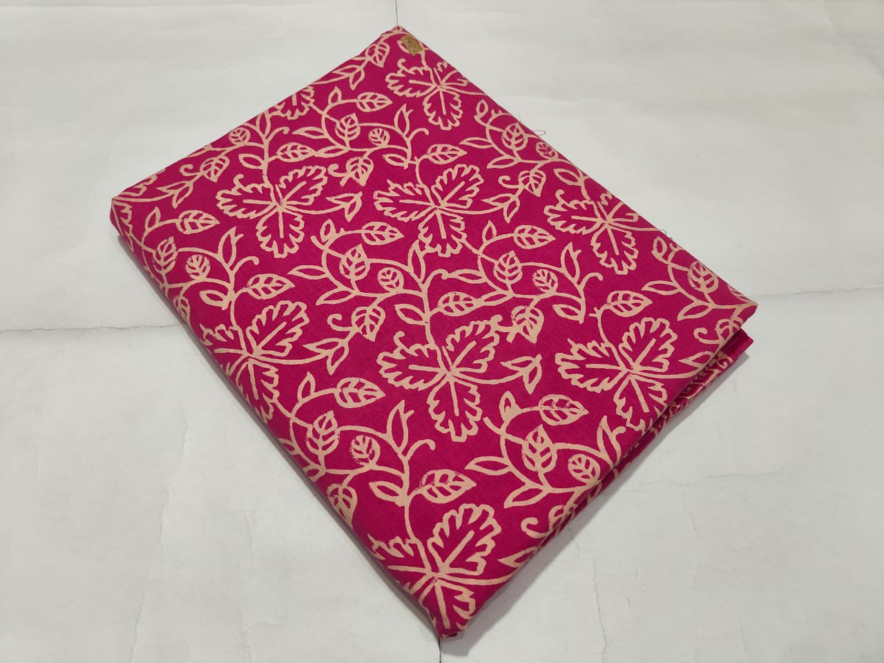 Pink Floral Vine Printed Cotton Fabric Designer Style | Maharani Vastra