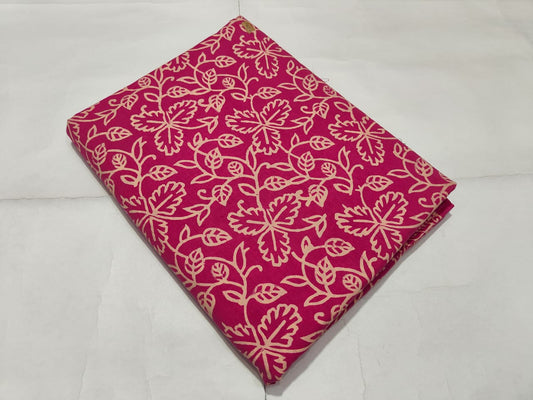 Pink Floral Vine Printed Cotton Fabric Designer Style | Maharani Vastra