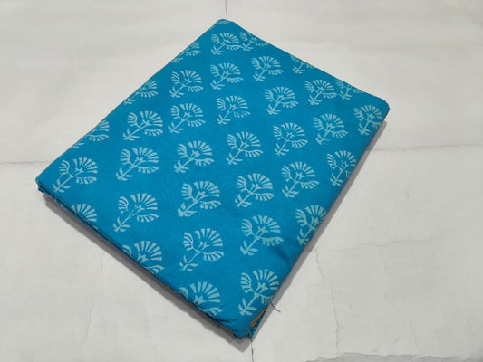 Sky Blue Floral Booti Printed Cotton Fabric | Maharani Vastra