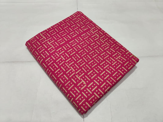 Pink Geometric Printed Cotton Fabric Modern Design | Maharani Vastra