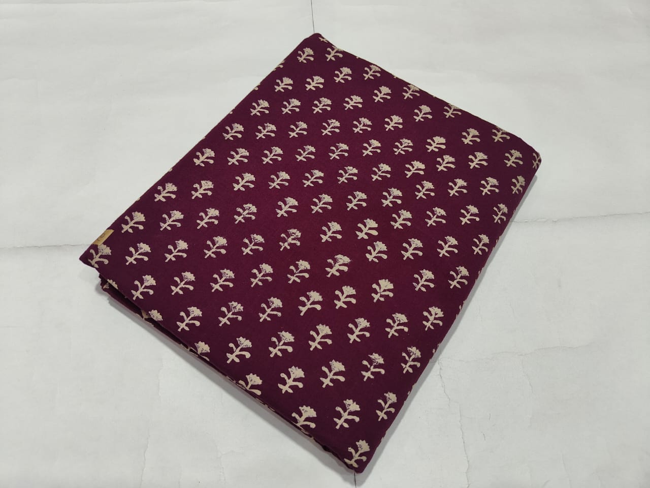 Maroon Mini Floral Booti Printed Cotton Fabric | Maharani Vastra