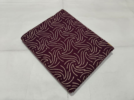 Maroon Wave Printed Cotton Fabric Stylish Design | Maharani Vastra