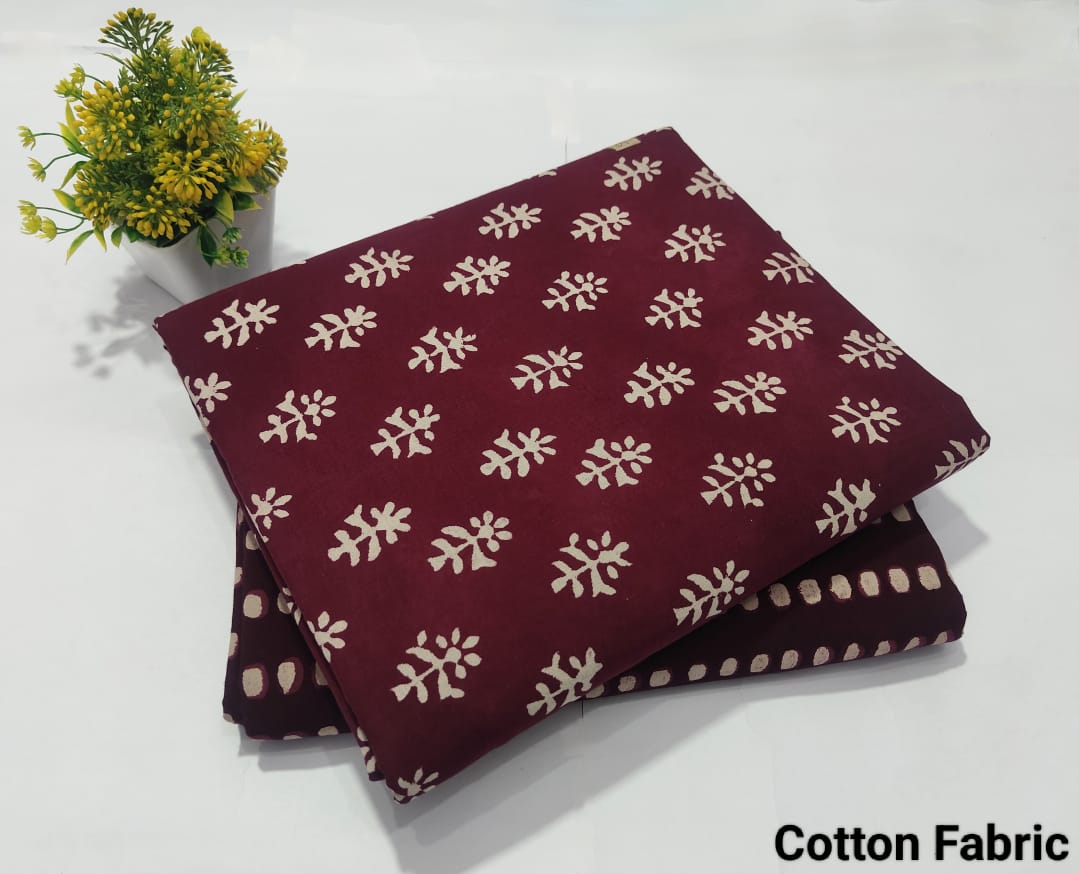 Maroon Printed Cotton Fabric for Kurti – Soft Daily Wear Dress Material ( MVTB57)