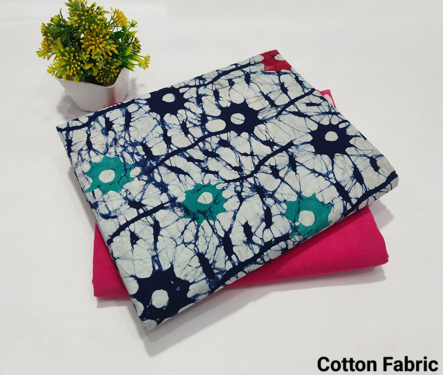 Blue Tie Dye Cotton Fabric – Batik Style Cotton Material (MVTB45)