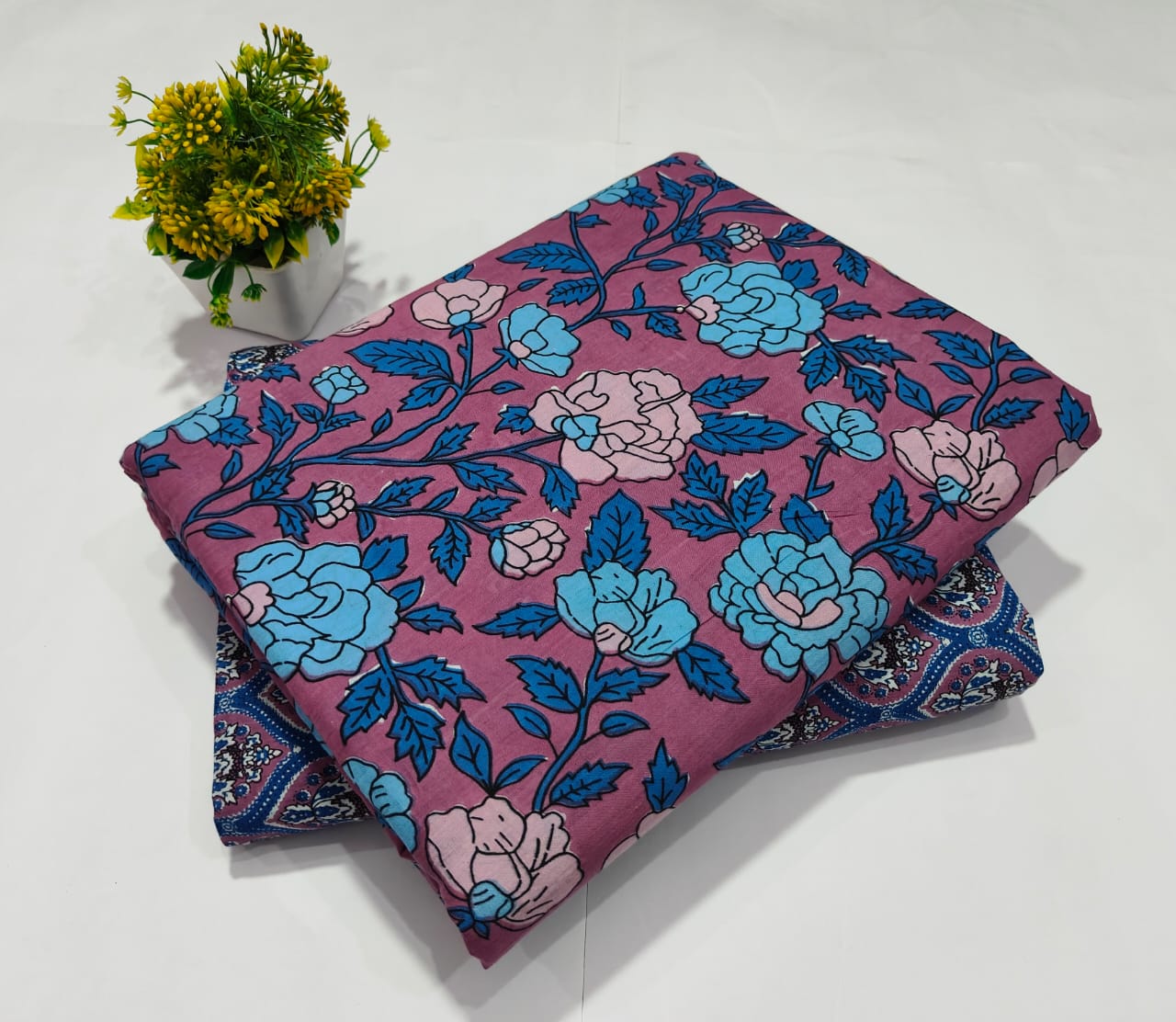 Pink Cotton Fabric with Floral Print – Soft Printed Cotton (BFTB04)