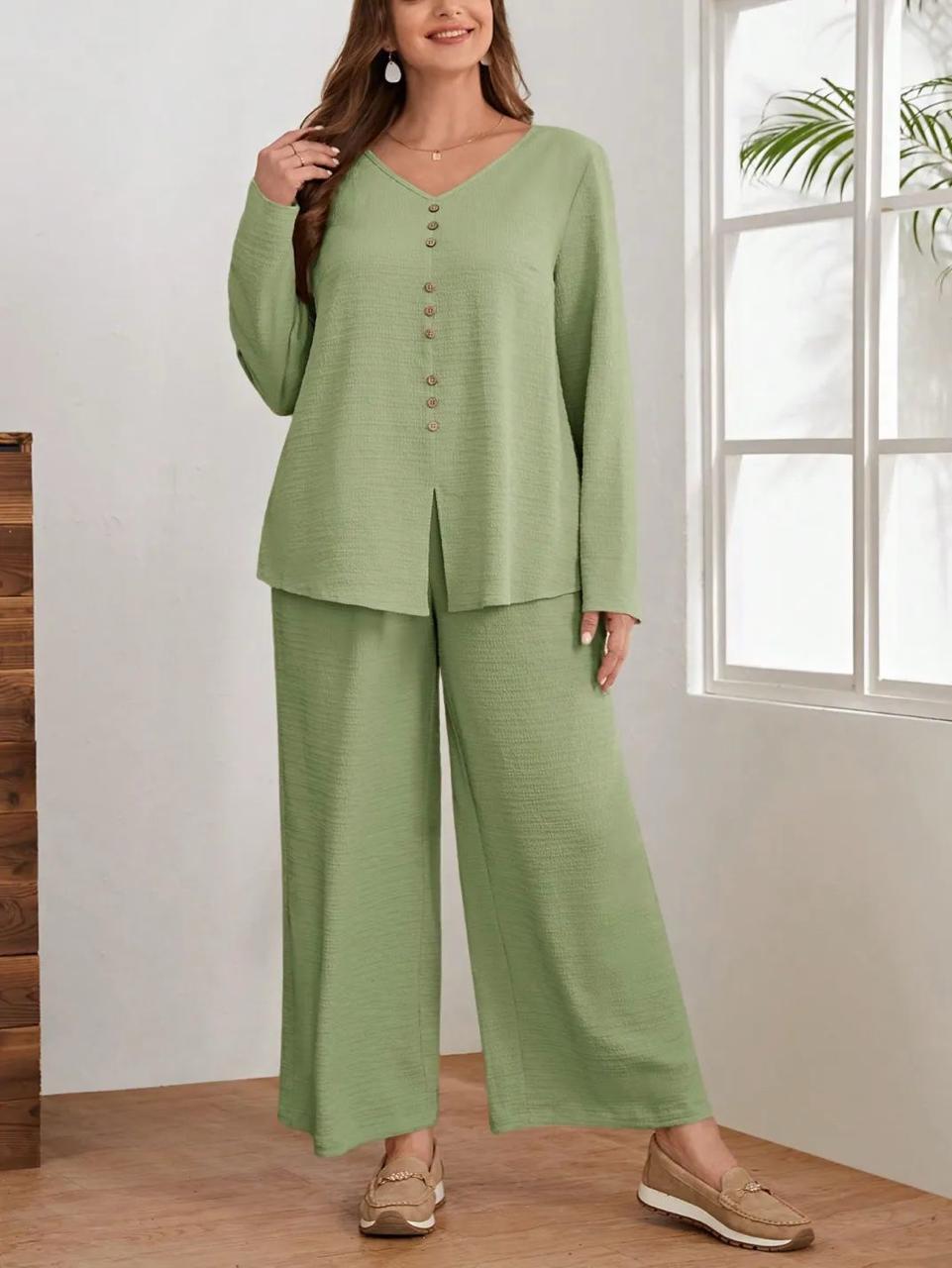 Green Cotton Flex Co-Ord Set for Women | Stylish Kurta Plazo Set