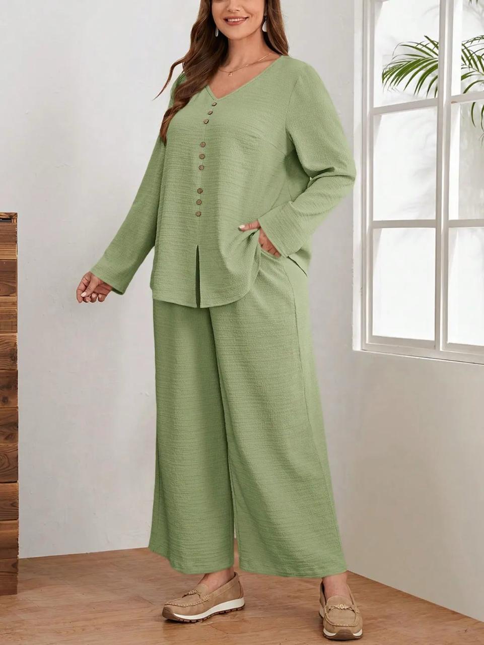 Green Cotton Flex Co-Ord Set for Women | Stylish Kurta Plazo Set