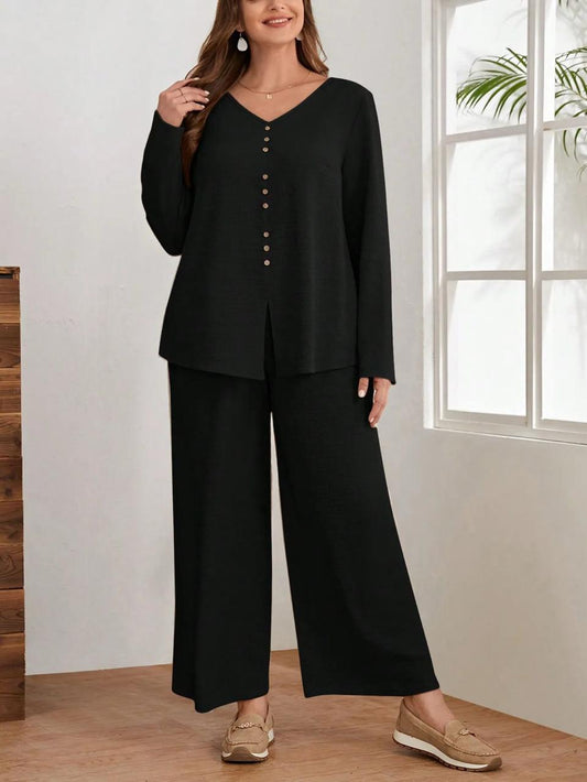 Black Cotton Flex Co-Ord Set for Women | Elegant Kurta Pant Set for Office Wear
