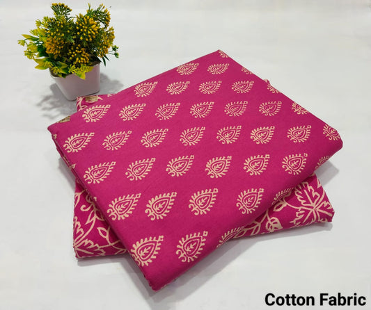 Pink Paisley Printed Cotton Fabric – Soft Kurti Dress Material(MVTB99)