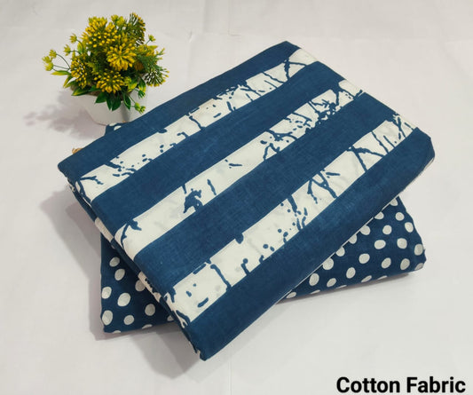 Blue Cotton Fabric with Stripe Print – Casual & Ethnic Wear Material (BFTB08)