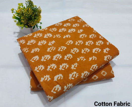 Mustard Small Booti Cotton Fabric – Lightweight Kurti Dress Material (MVTB96)