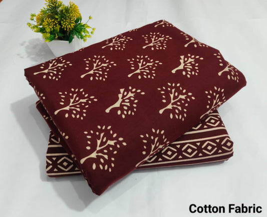Maroon Traditional Printed Top & Bottom Suit Set – Elegant Cotton Suit Material |(MVTB97)
