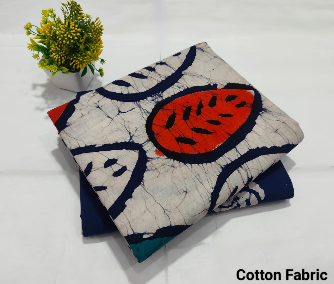 Multicolor Abstract Batik Cotton Fabric – Designer Kurti Dress Material (MVTB85)