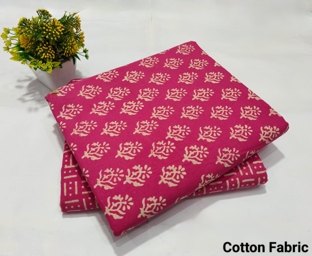 Pink Floral Booti Cotton Fabric – Soft Kurti Dress Material(MVTB105)
