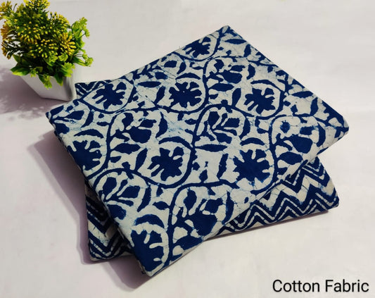Indigo Vine Print Cotton Fabric – Ethnic Handblock Cotton Material (MVTB27)