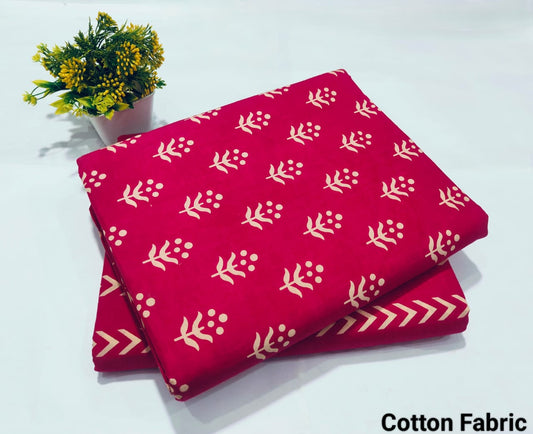 Rani Pink Printed Top & Bottom Suit Set – Elegant Cotton Suit Material (MVTB82)