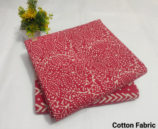 Red Paisley Printed Cotton Fabric – Elegant Soft Cotton Dress Material (MVTB35)